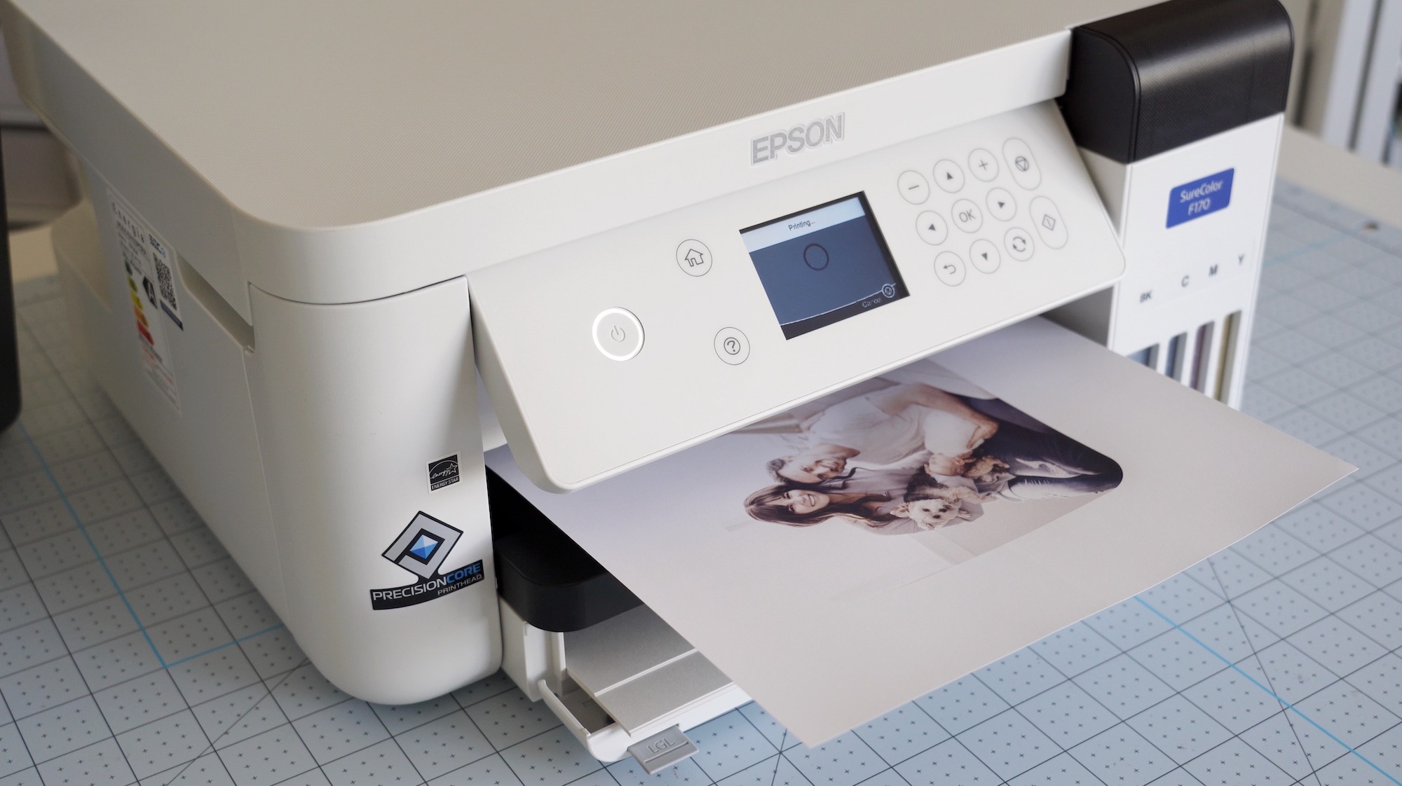 Epson SureColor F170 Dye Sublimation Printer Printing a Photo